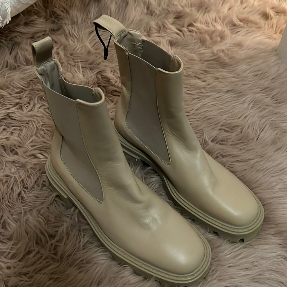 Zara Tan Leather Boots